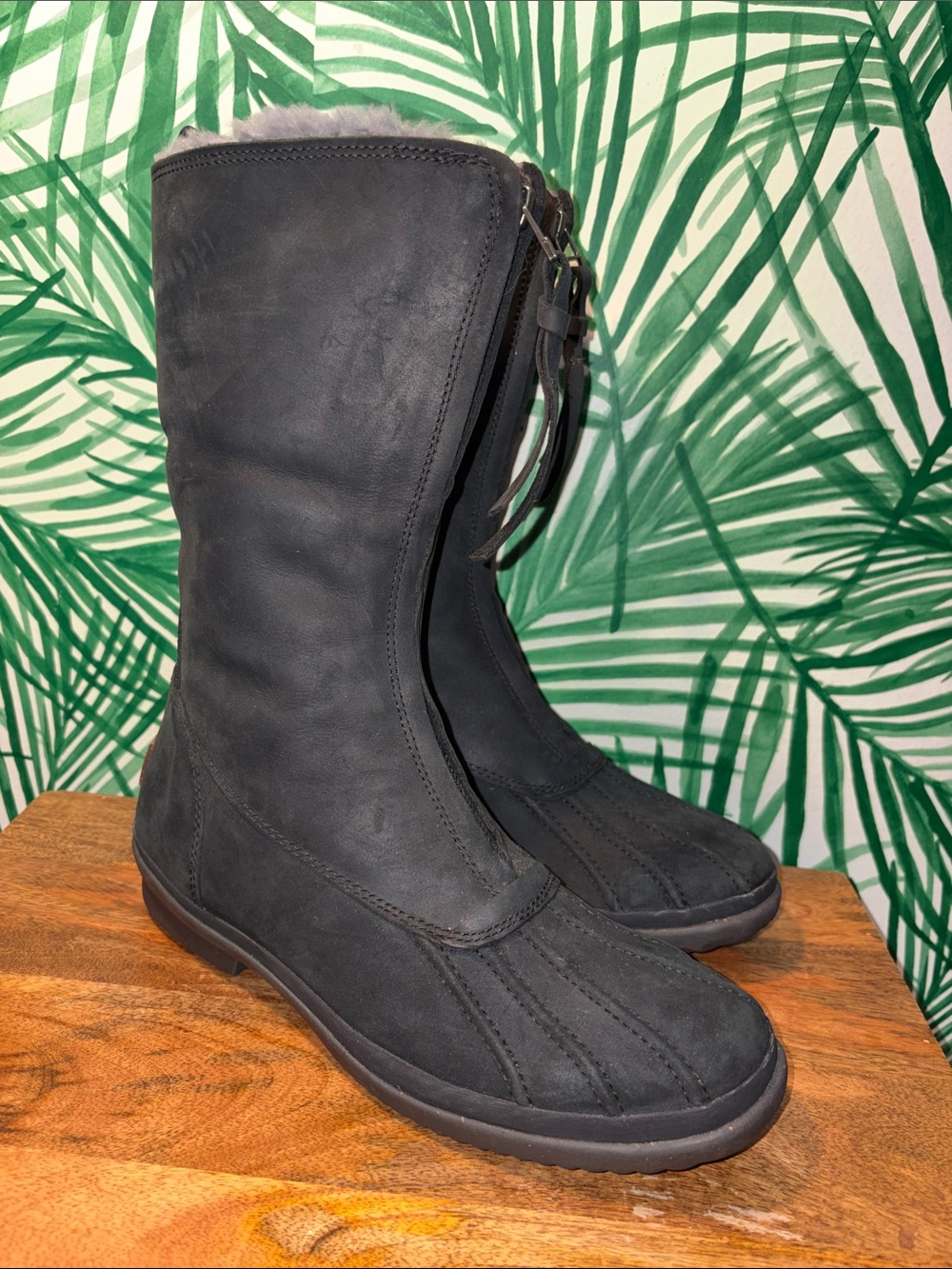 UGG Black Waterproof Zip Duck Boots Women’s 8